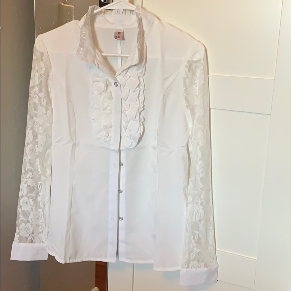 Lace Sleeved, White Blouse